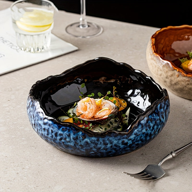 Irregular Kiln-Fired Ceramic Plate Set (2-Piece) – 8" Dinner Plate & 4" Dessert Plate