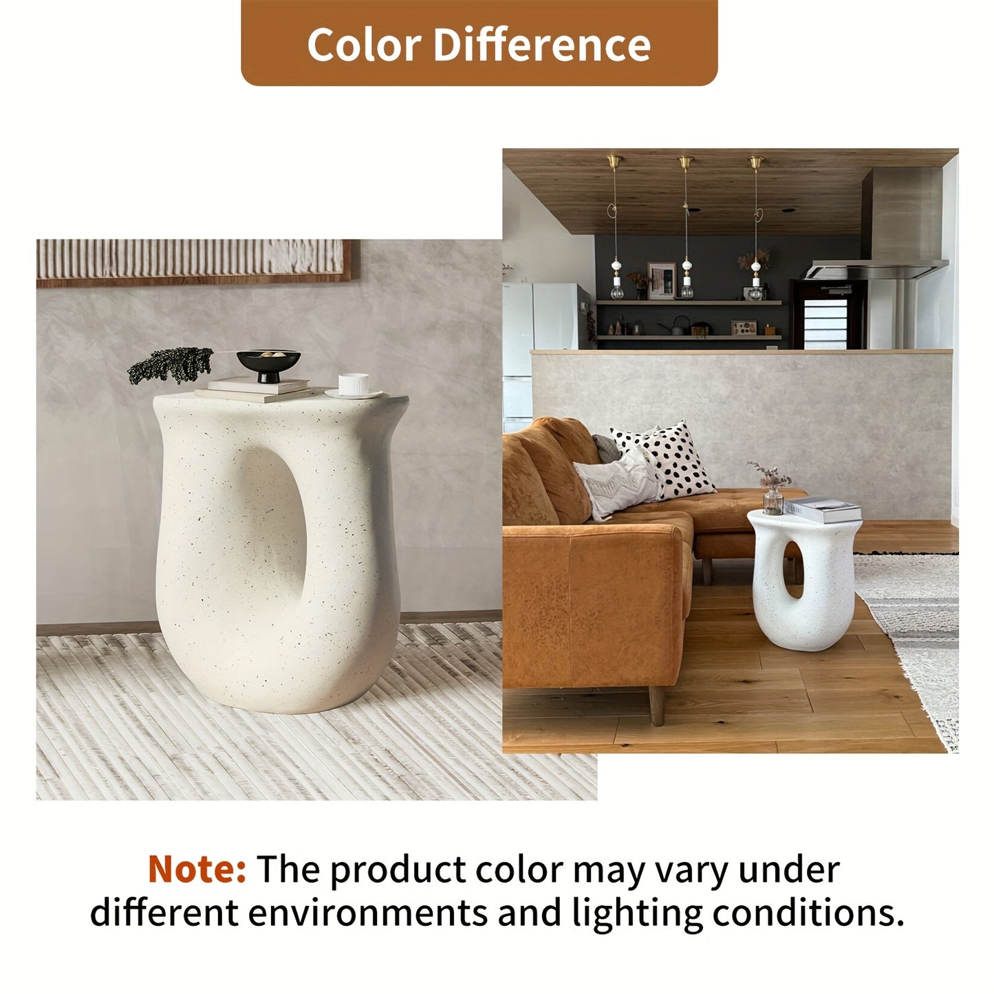 Modern Concrete Garden Stool & Side Table – Terrazzo Accent Plant Table (17.7”)