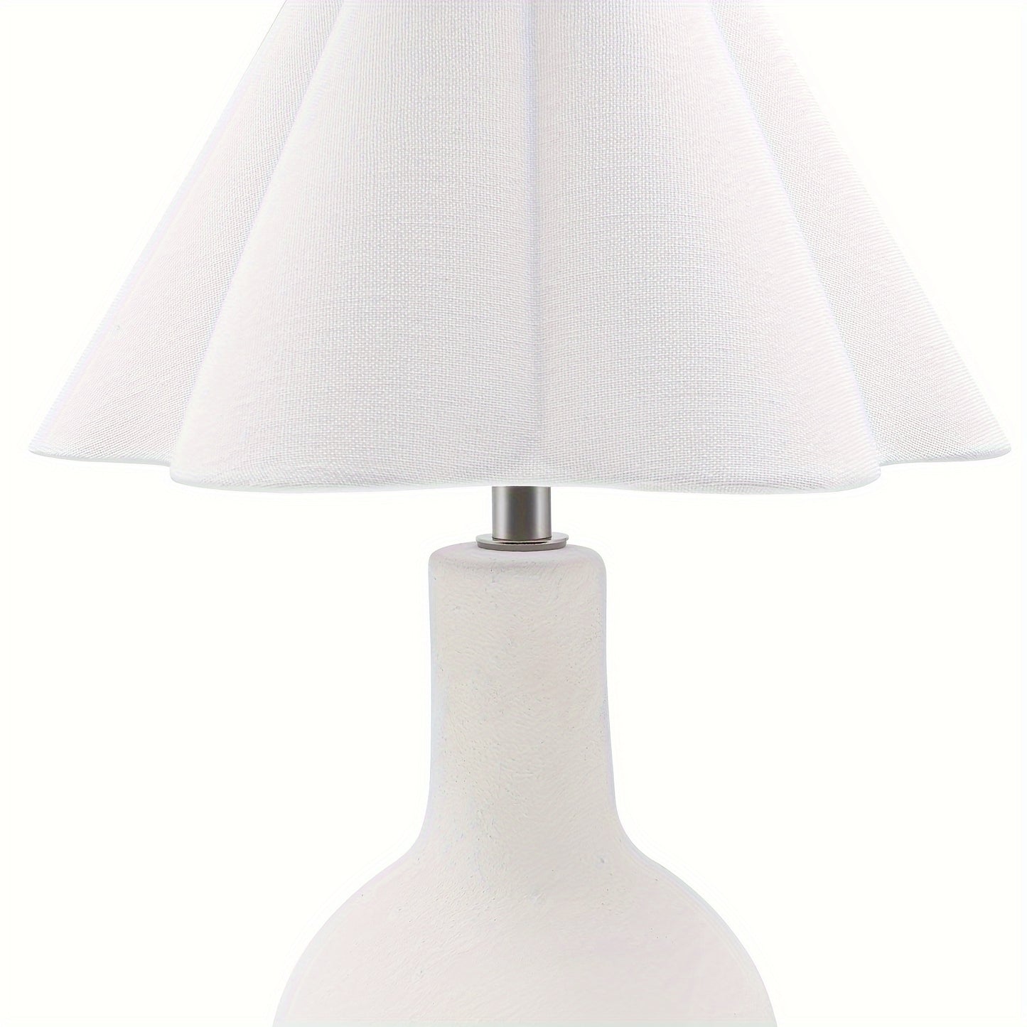 16" Minimalist Ceramic Small Table Lamp, Playful White Wavy Linen Shade, E12 Socket, Handcrafted Accent Lamps for Living Room End Tables, Girl Bedroom Bedside, Dining Room, Kitchen (Bulb Not Included)