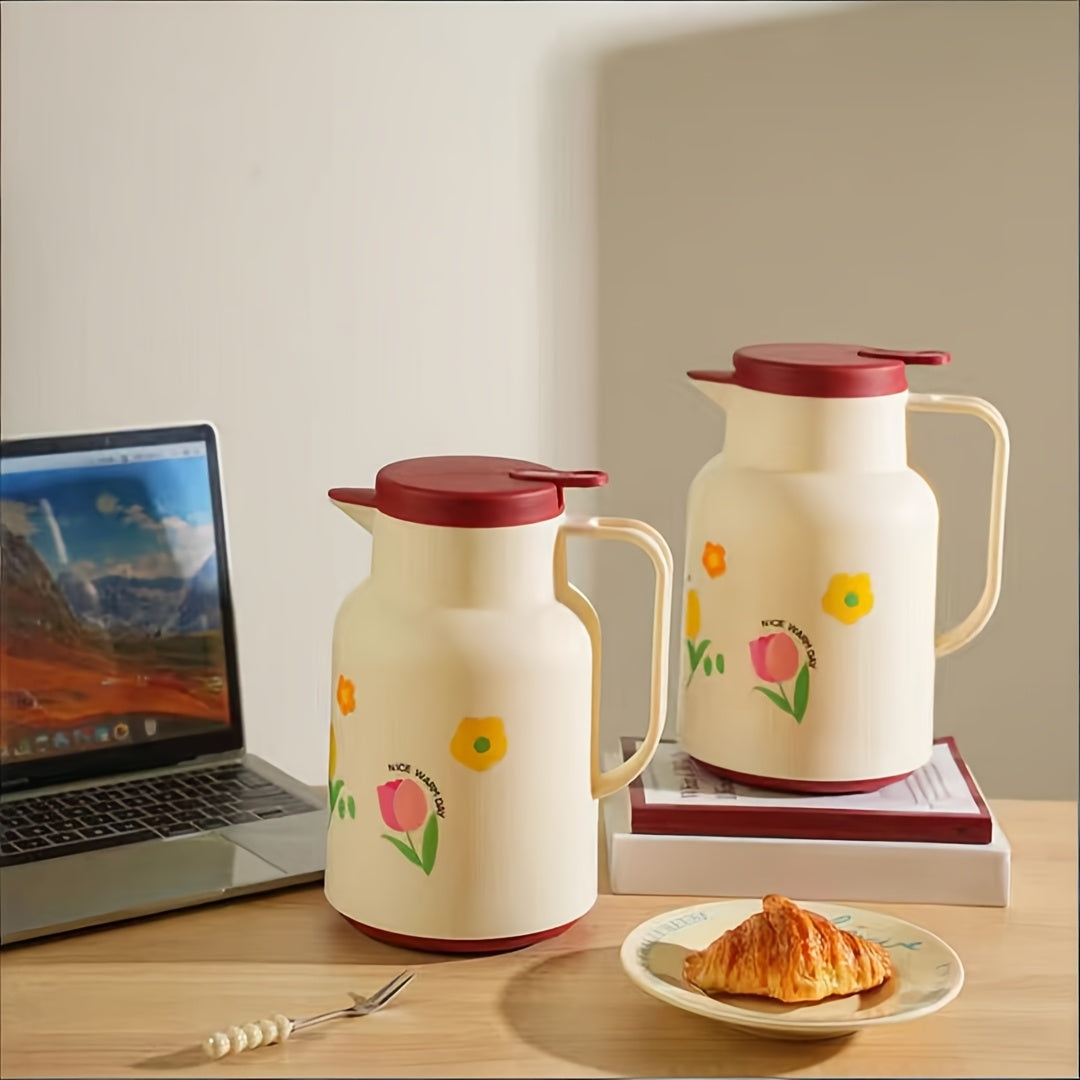 Home-use Large-capacity Insulated Coffee Carafe, Glass-lined Thermos Flask, Hot Water Bottle, Insulated Coffee Mug, Lidded Teapot, Vacuum Insulation 1000ml/33.8oz