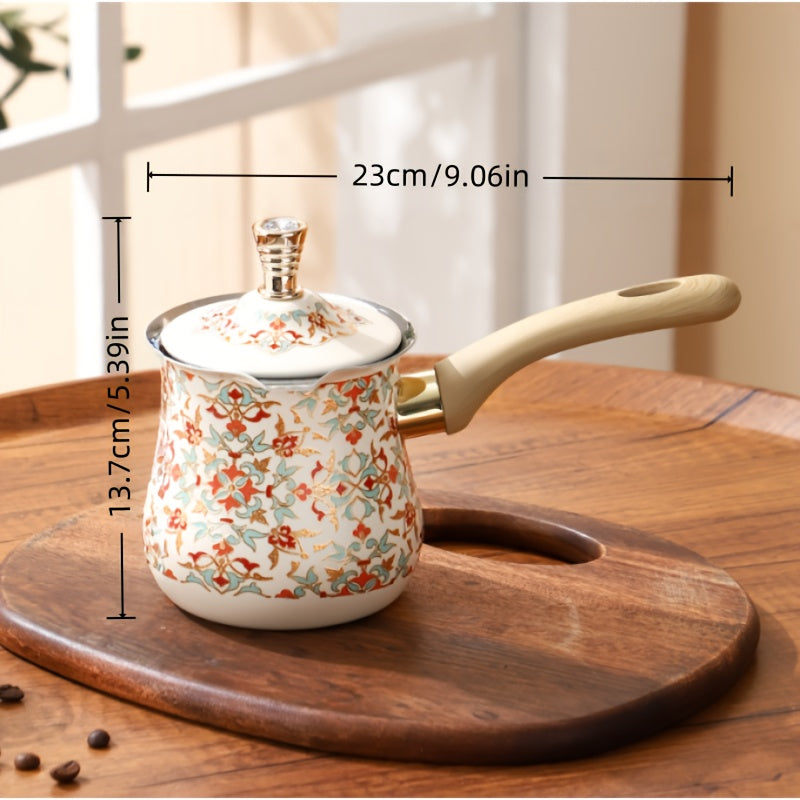 [Stainless Steel | Turkish] Stainless Steel Turkish Coffee Pot | 720ml, Long Handle, Portable Butter Warmer & Chocolate Melter, Heavy-Duty 201 Steel, Traditional, for Camping, Picnics