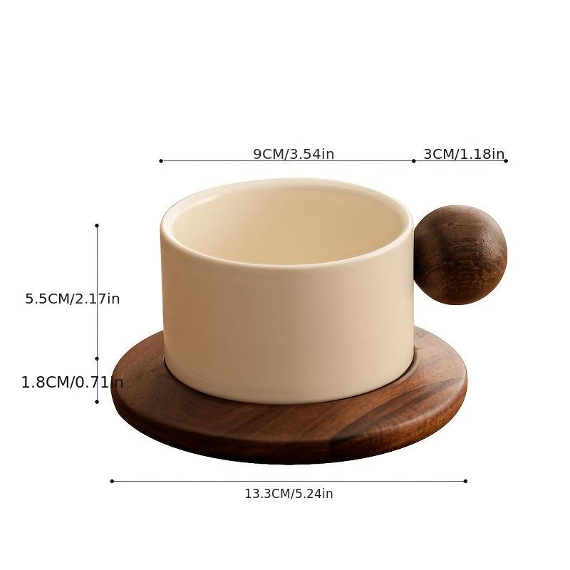1 Set 250ml Milky White Ceramic Coffee Cup and Saucer Set/Classic Straight Design/Heat-Resistant Handmade Coffee Cup/Mug/Latte Art Cup/Suitable for Coffee Art/Tea Cup/for Home/Cafes/Gifting