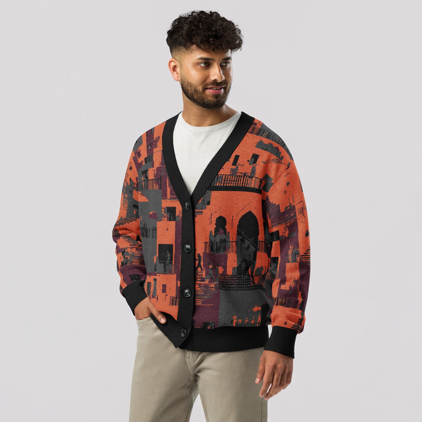 Tetrix City Layers Collage – Knitted Cardigan