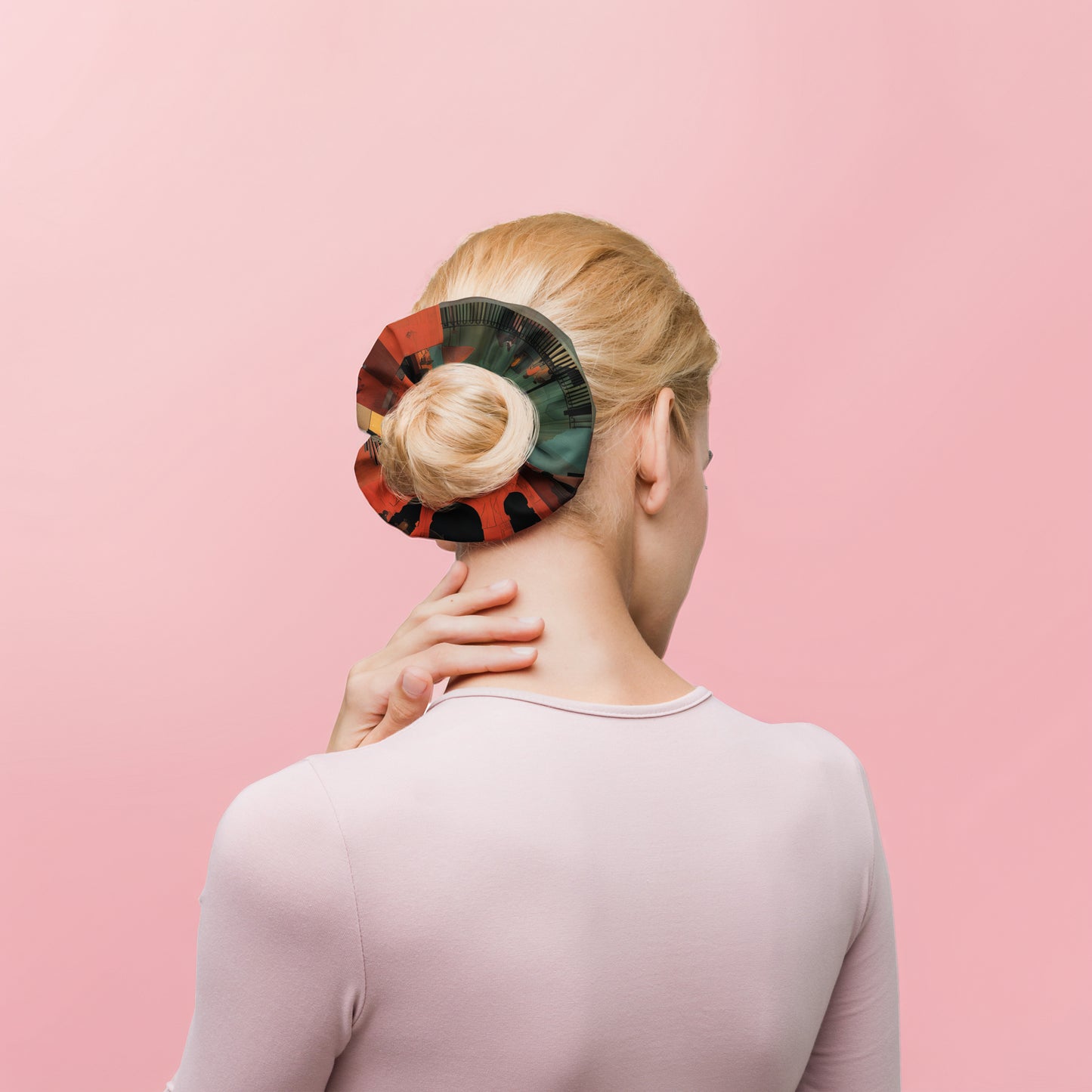 Tetrix City Layers Collage – All-Over Print Recycled Scrunchie