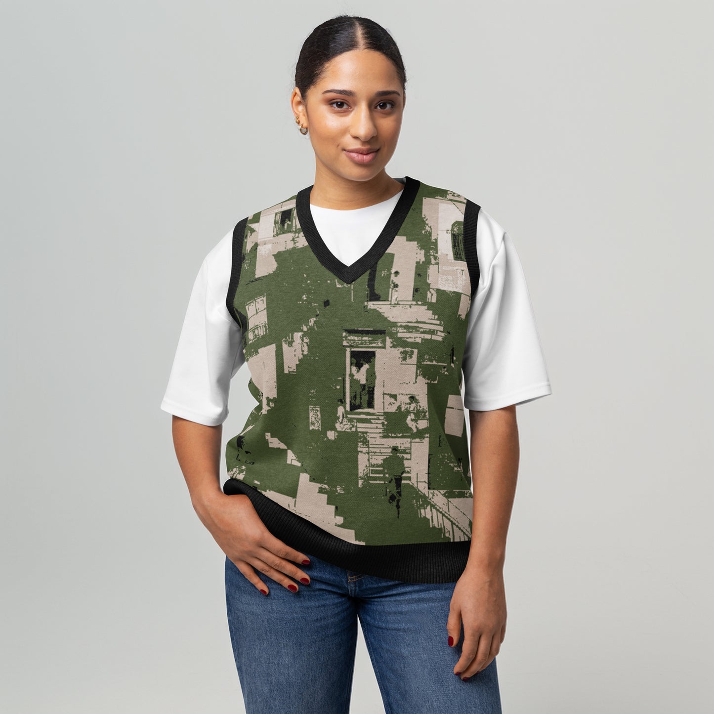 Tetrix Urban Collage – Knitted V-Neck Vest