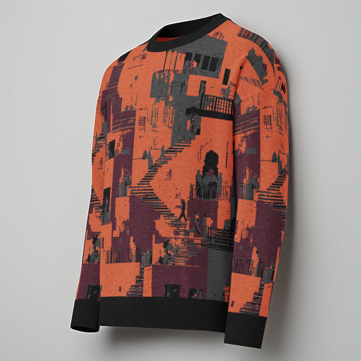 Tetrix City Layers Collage – Relaxed Fit Knitted Crew Neck Sweater