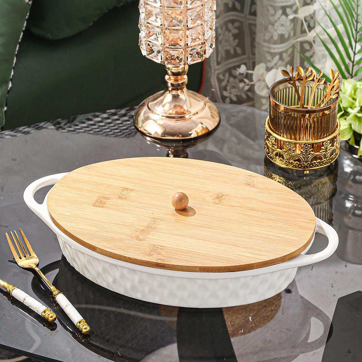 Ceramic Baking & Serving Set (1 Set) – Oven-to-Table Cooking Dish with Heat-Insulated Holder