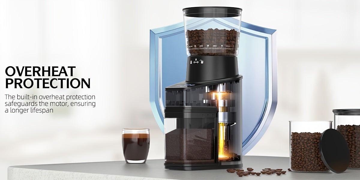 Burr Coffee Grinder with 60 Grinding Settings | Electric Coffee Bean Grinder for Home Use with 60 Seconds Timer, 1-8 Cup Capacity, Touch Screen, Anti-static, 430 Stainless Steel, Black