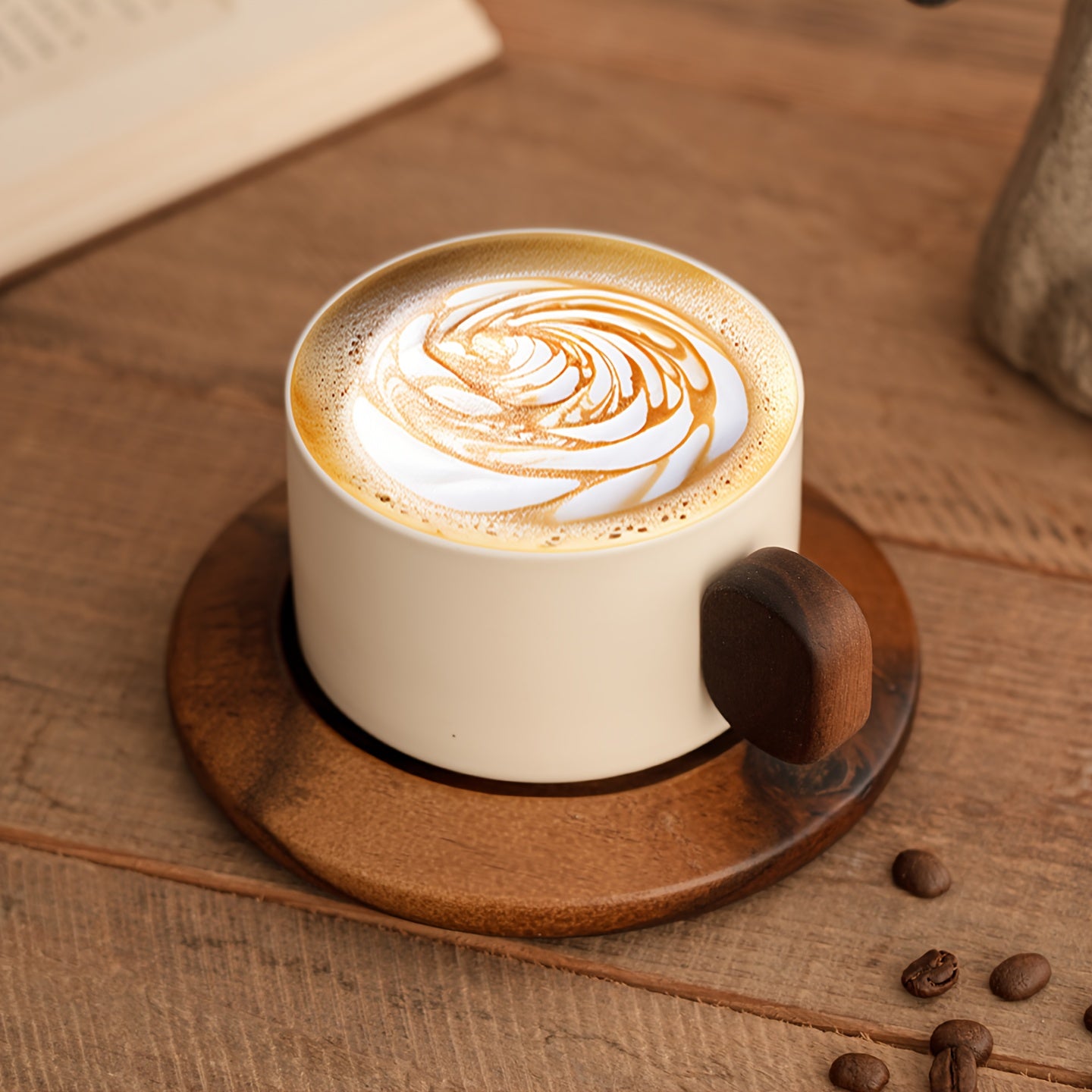 1 Set 250ml Milky White Ceramic Coffee Cup and Saucer Set/Classic Straight Design/Heat-Resistant Handmade Coffee Cup/Mug/Latte Art Cup/Suitable for Coffee Art/Tea Cup/for Home/Cafes/Gifting