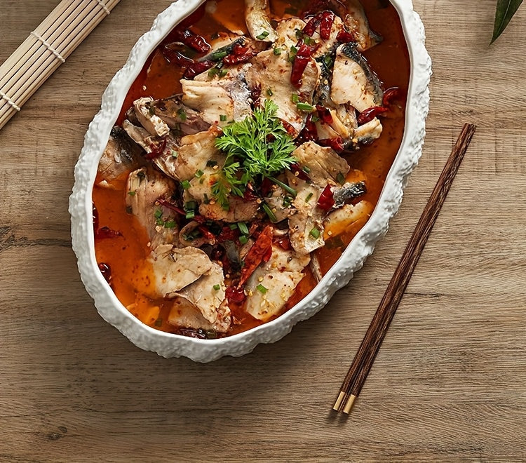 White Ceramic Serving Platter (1 Piece) – Non-Slip Base, Scratch & Heat Resistant