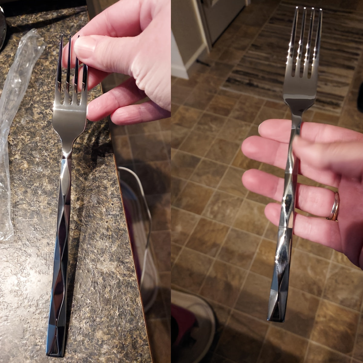 15pcs Silvery Stainless Steel Cutlery Set, Sheshu Mirror Polished Cutlery Set, Diamond Cut Pattern, Suitable for Kitchen, Home, Wedding, Party, Mirror Polished, Dishwasher Safe Christmas Cutlery Set, Kitchen Knives, Wedding B