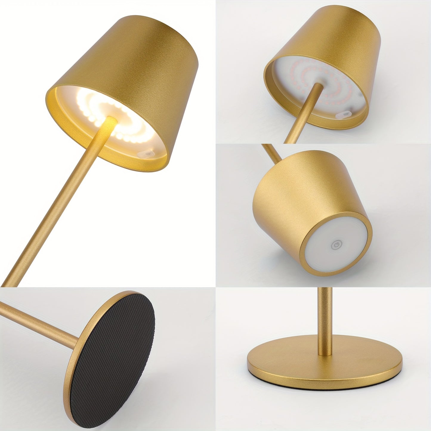 2pcs Rechargeable LED Cordless Table Lamp, 5000mAh Battery Powered Portable Desk Lamp, Outdoor Camping Lamp 3W Dining Table Lamps, Stepless Dimmable Battery Lamp for Restaurant/ Camping Lighting (Off White/ Black/ White/ Gold