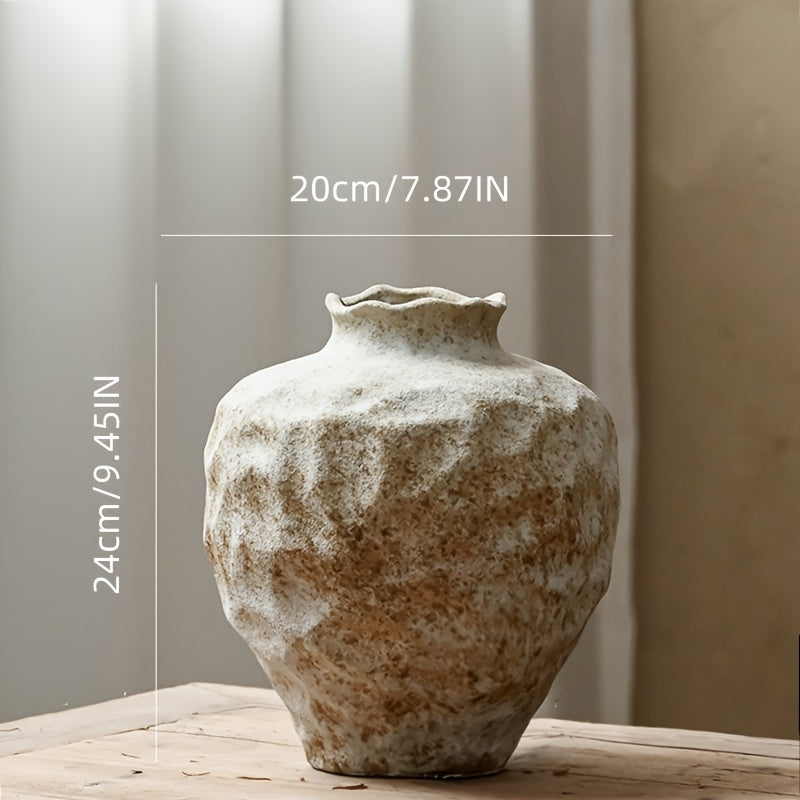 Rustic Style Vase, Farmhouse Terracotta Vase, Stone Vase, Large Vase for Living Room Decor, Country Vase Decoration for Living Room