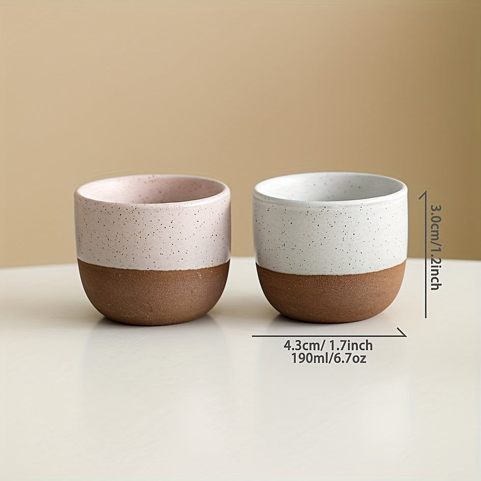 2/4pcs 6.7Oz/190Ml Stoneware Short Mug Coffee Cup, Christmas/Valentine'S Day Gift for Boyfriend/Girlfriend/Family, Suitable for Home Daily/Office/Afternoon Tea Cup, Thickened Anti-Slip Wear-Resistant Machine Washable