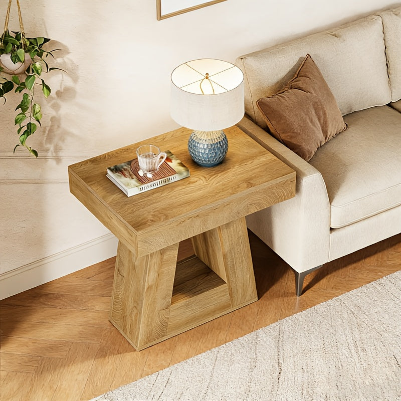 24” Wooden Side Table – Double-Layer Narrow Farmhouse Accent Table
