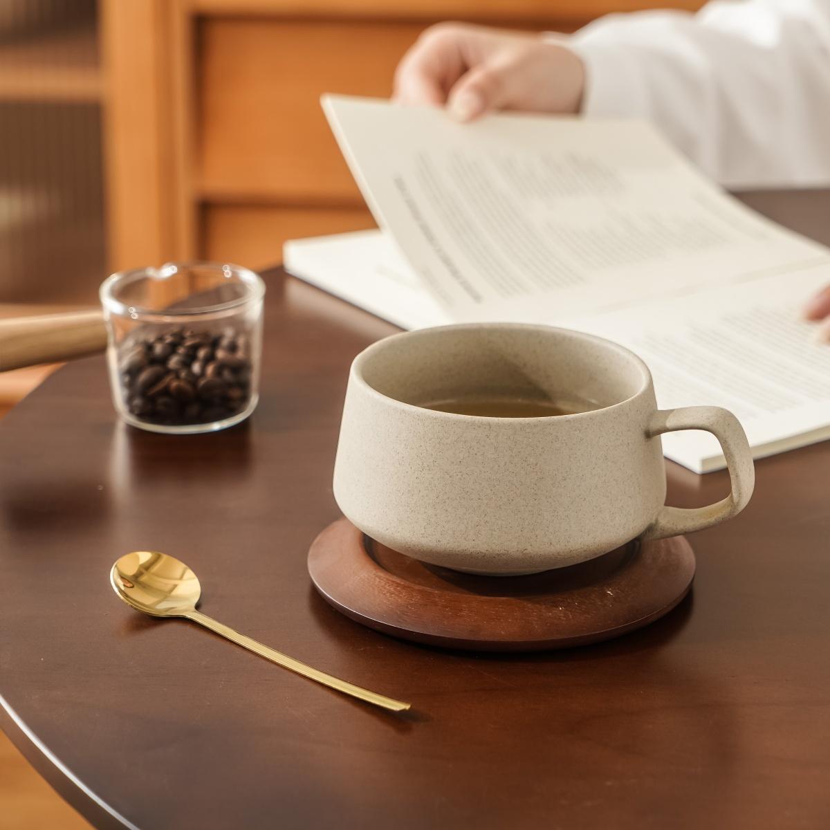 1 Set of Ceramic Coffee Cup And Saucer for Home Kitchen, Restaurant, Living Room, Gift, Drinking Cup, Tea Cup, Cold Drink Cup, Insulated And Cold-Resistant Mug, Coffee Cup And Saucer, Industrial Cup And Saucer, Suitable for T