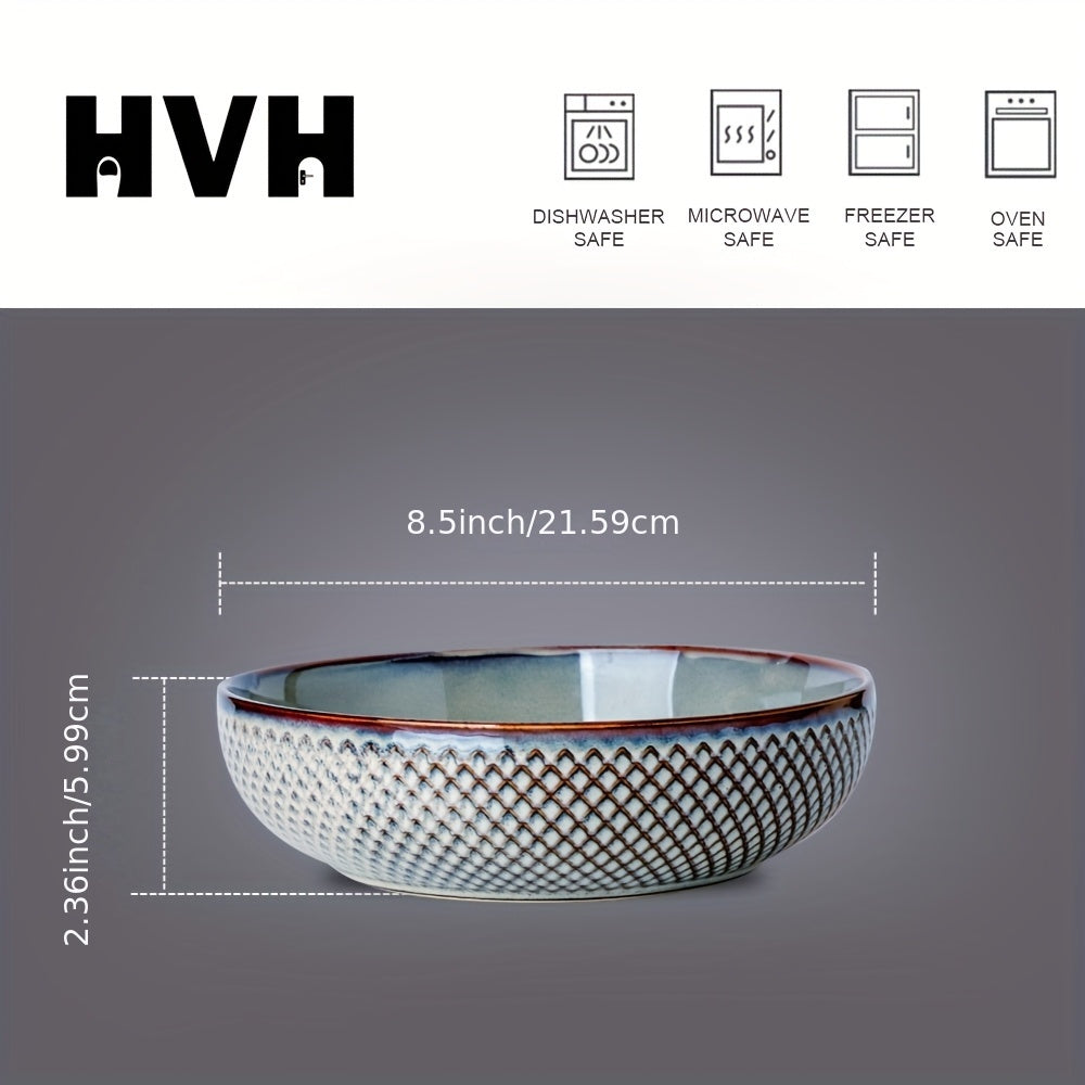 Large Pasta Bowl Set (4-Piece, 8.5", 46oz) – Ceramic Shallow Bowls, Microwave Safe