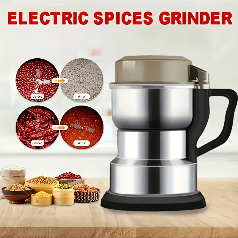 1pc Electric Coffee & Grain Grinder with High-Speed Motor (2500 RPM) & Heavy-Duty Stainless Steel - Fast Grinding for Espresso, Coffee Beans, Tea Nuggets, Spices - Suitable for Home Brewing, Modern Kitchen Appliance