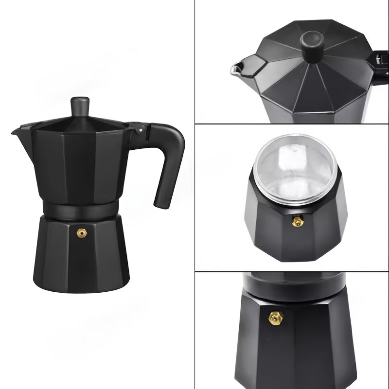 6-Cup Moka Pot Stovetop Espresso Maker with Cleaning Brush - Italian Coffee Maker for Gas/Electric/Ceramic Cooktops, Durable Cast Aluminum, Perfect for Latte, Cappuccino & Home/Camping Use
