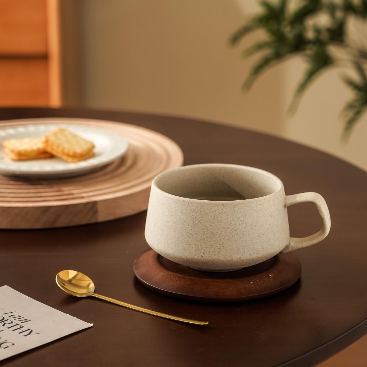 1 Set of Ceramic Coffee Cup And Saucer for Home Kitchen, Restaurant, Living Room, Gift, Drinking Cup, Tea Cup, Cold Drink Cup, Insulated And Cold-Resistant Mug, Coffee Cup And Saucer, Industrial Cup And Saucer, Suitable for T