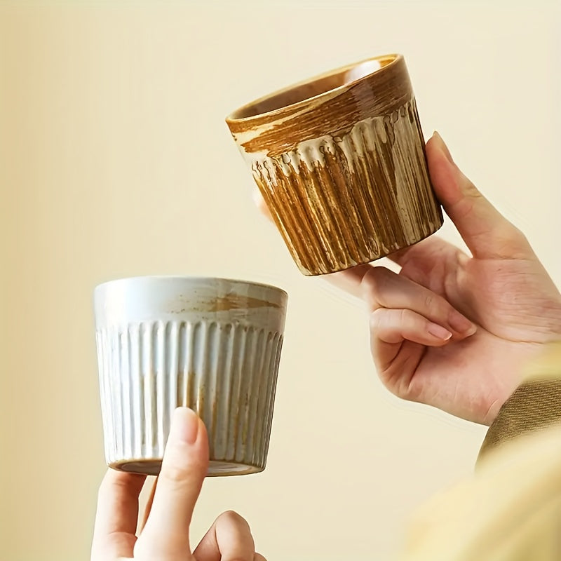 [Coffee Cup, Espresso Mug] Ceramic Straight-Rim Coffee Cup, Small Espresso Cup, Kiln-Transformation Glaze Handcrafted Creative Mug, Matcha Tea Cup, Middle Eastern Cup, Breakfast Cup, Milk Cup, Latte Cup, Water Cup, Aesthetic