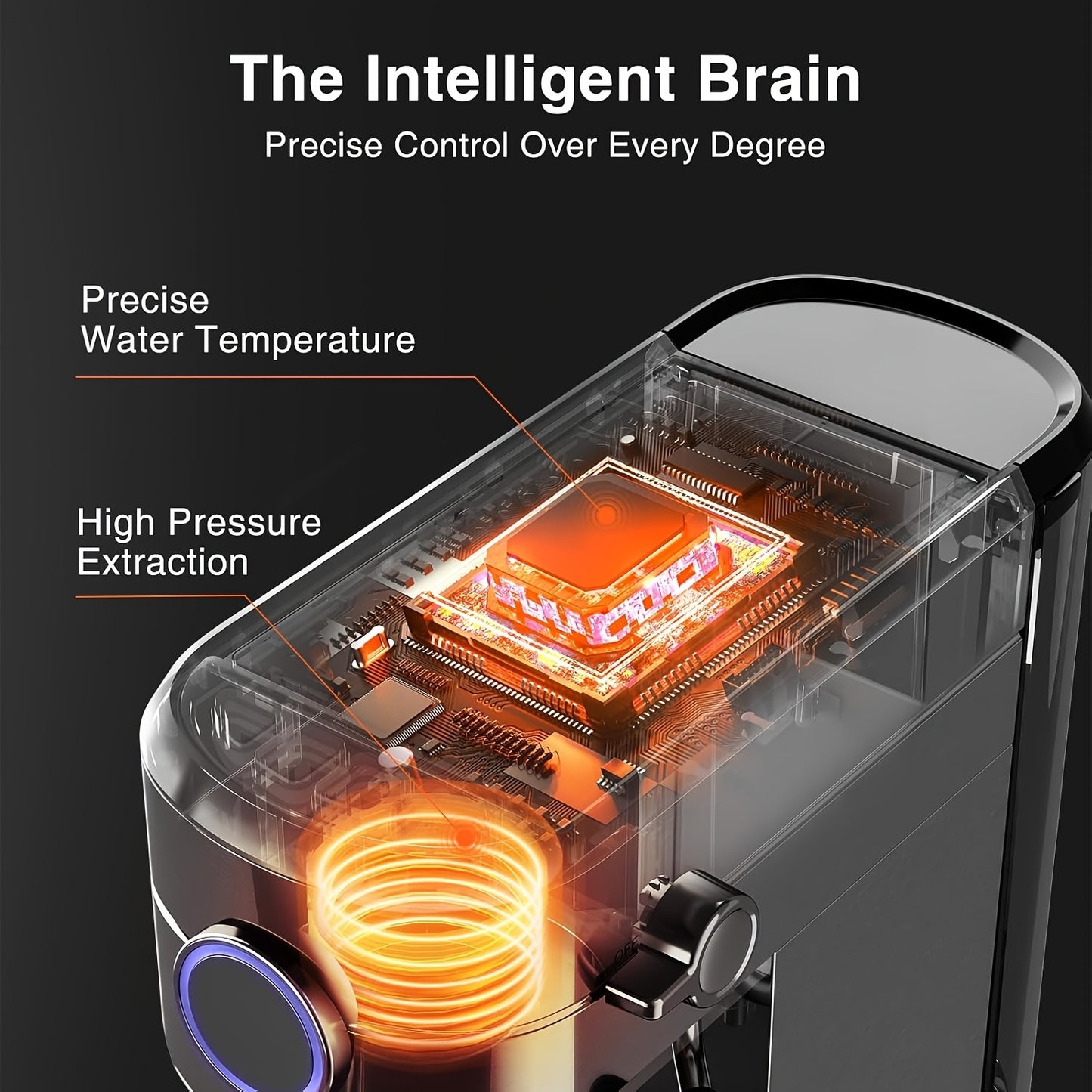 Stainless Steel Espresso Machine with Milk Frother | Fast Heating System, 40.58oz Removable Water Tank, 120V Power Supply, 304 Stainless Steel, for Home & Office Use