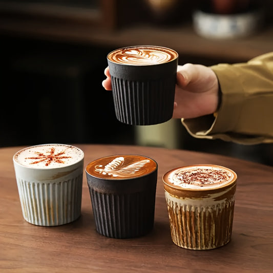 [Coffee Cup, Espresso Mug] Ceramic Straight-Rim Coffee Cup, Small Espresso Cup, Kiln-Transformation Glaze Handcrafted Creative Mug, Matcha Tea Cup, Middle Eastern Cup, Breakfast Cup, Milk Cup, Latte Cup, Water Cup, Aesthetic