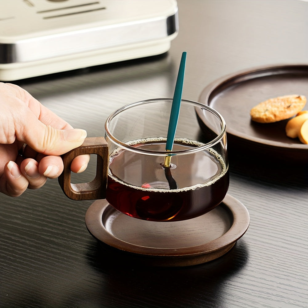 Hot Selling New American Style Coffee Cup Set, High-Quality Transparent Borosilicate Glass Latte Mug, Niche High-End Aesthetic