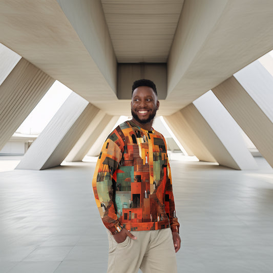 Tetrix City Layers Collage – Recycled All-Over Print Unisex Sweatshirt