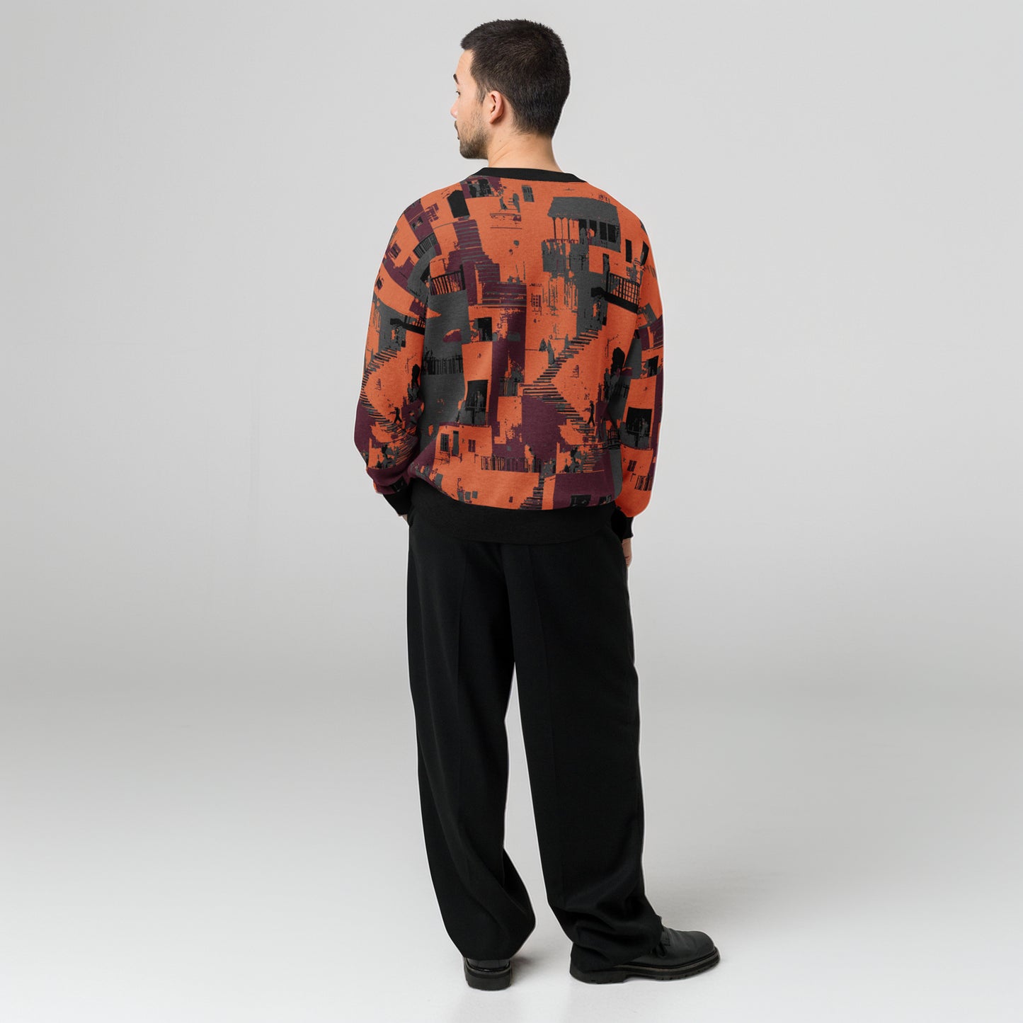 Tetrix City Layers Collage – Relaxed Fit Knitted Crew Neck Sweater