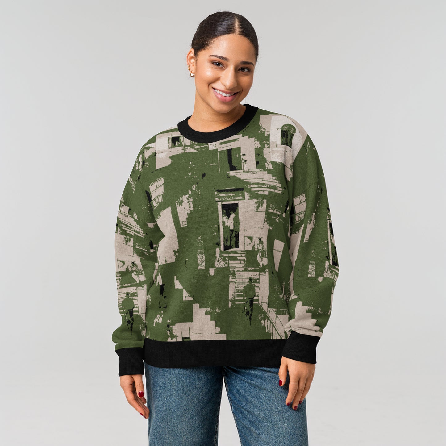 Tetrix Urban Collage – Relaxed Fit Knitted Crew Neck Sweater