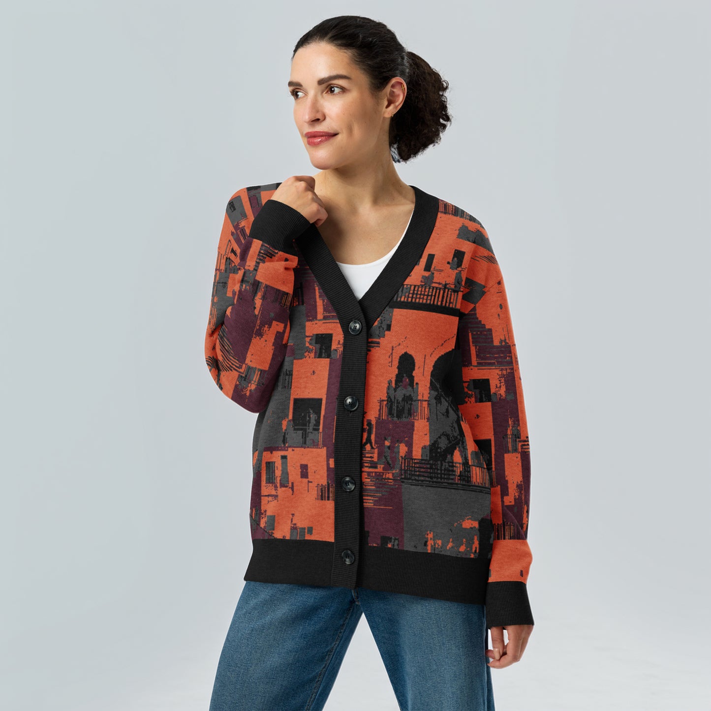 Tetrix City Layers Collage – Knitted Cardigan