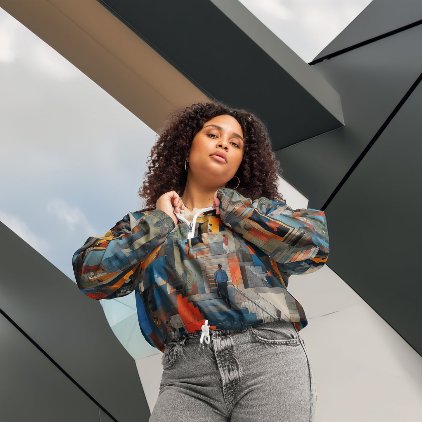 Tetrix Urban Collage – Women’s Cropped Windbreaker