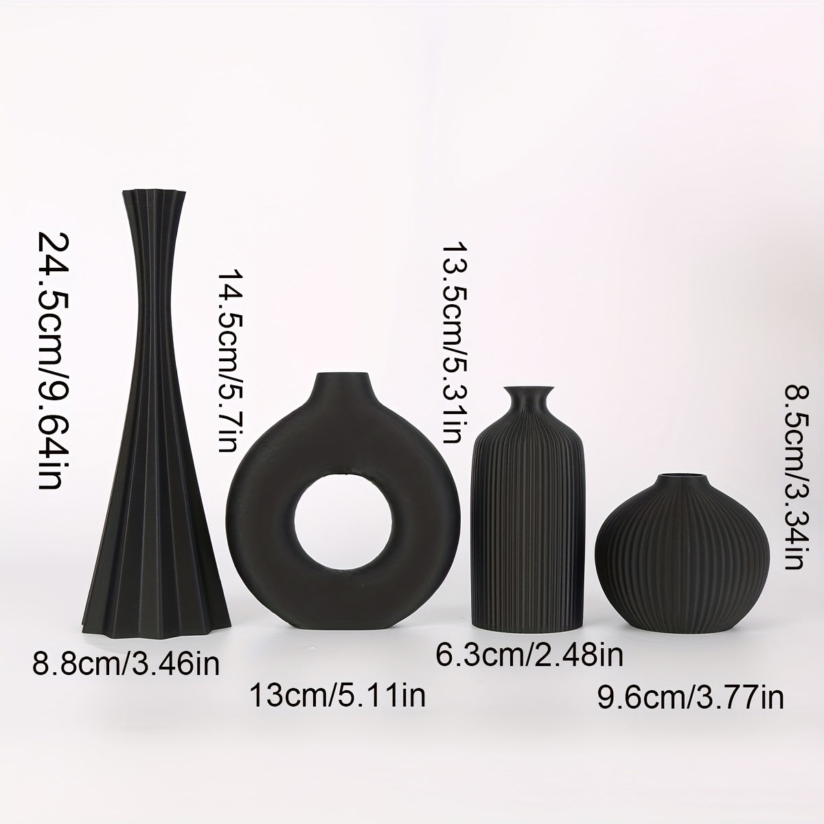 [Bohemian Vase] 4pcs Bohemian Style Vase Set | Round Plastic Vase for Dry Flower Bouquets, Home and Office Desktop Decoration, Holiday Gifts