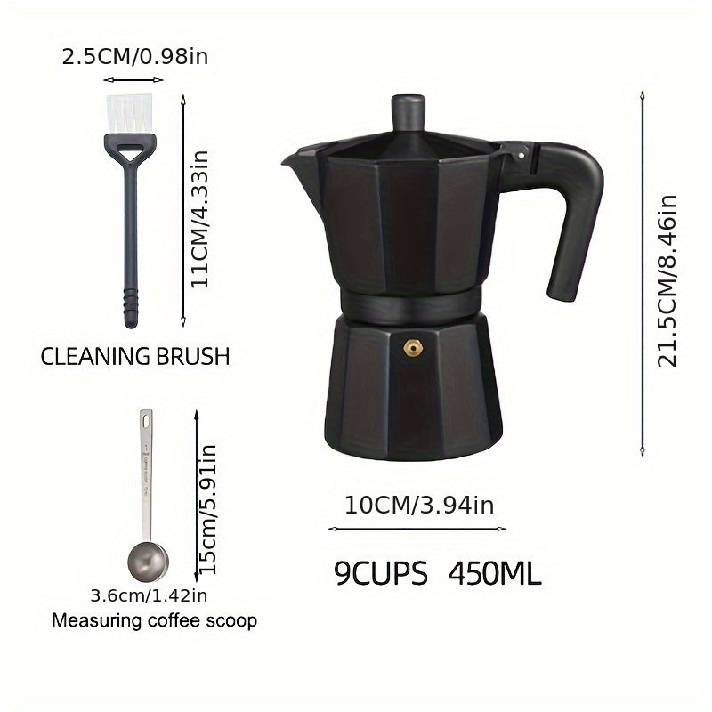 6-Cup Moka Pot Stovetop Espresso Maker with Cleaning Brush - Italian Coffee Maker for Gas/Electric/Ceramic Cooktops, Durable Cast Aluminum, Perfect for Latte, Cappuccino & Home/Camping Use