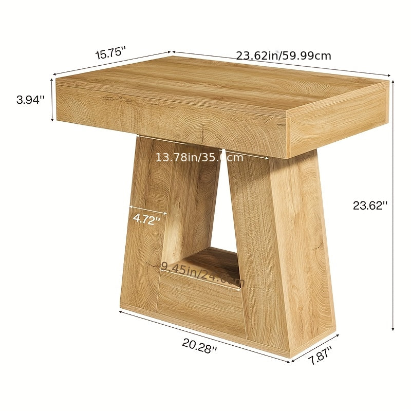 24” Wooden Side Table – Double-Layer Narrow Farmhouse Accent Table