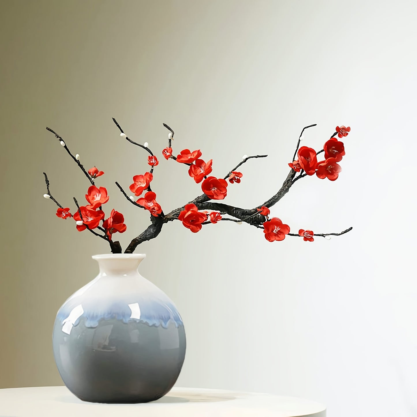 Set of 3 Ceramic Vases - Modern Boho Minimalist Decor for Living Room, Shelf, Table, Bookshelf, Mantel, and Entryway - Ink Painting Pattern