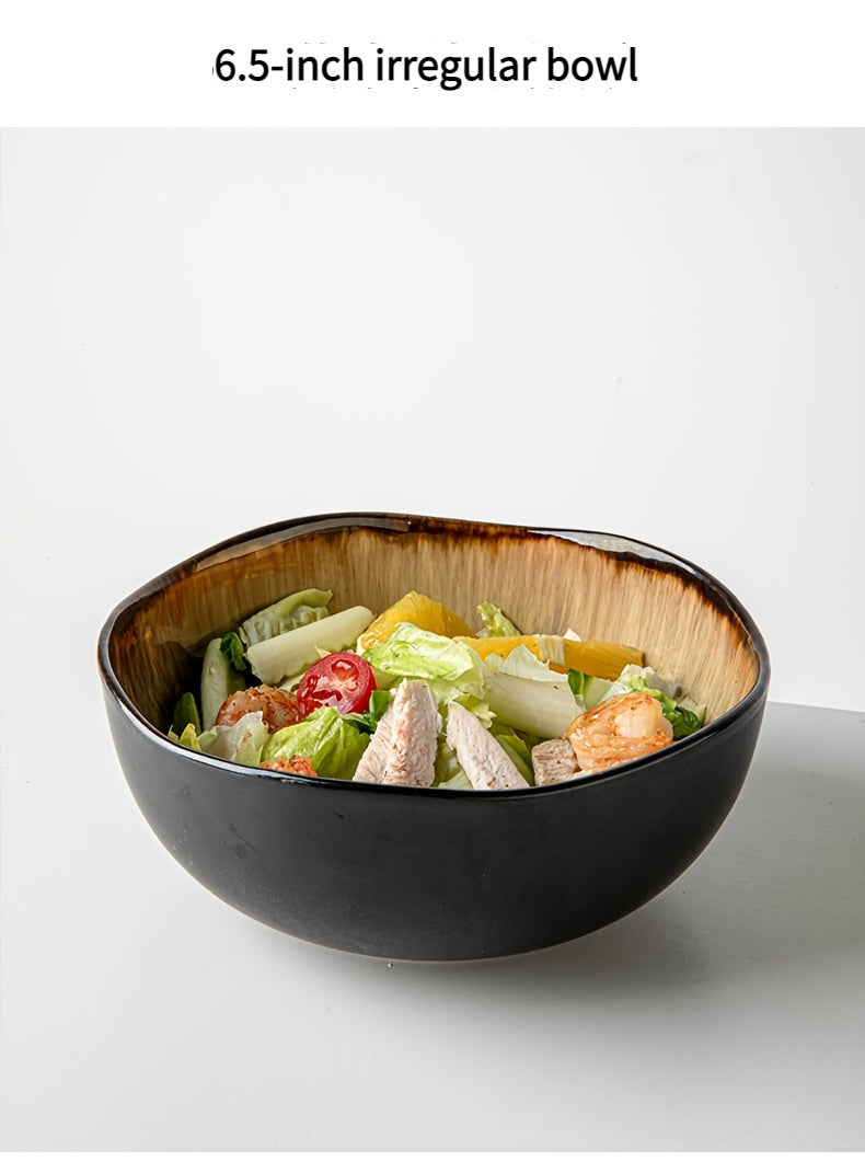 Brown Flame Glaze Ceramic Dinnerware Set (12-Piece) – Modern Plates & Bowls for 4