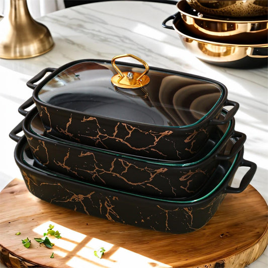 [Ceramic Cooking & Serving Set (1 Set) – Oven-to-Table Baking Pan & Serving Dish