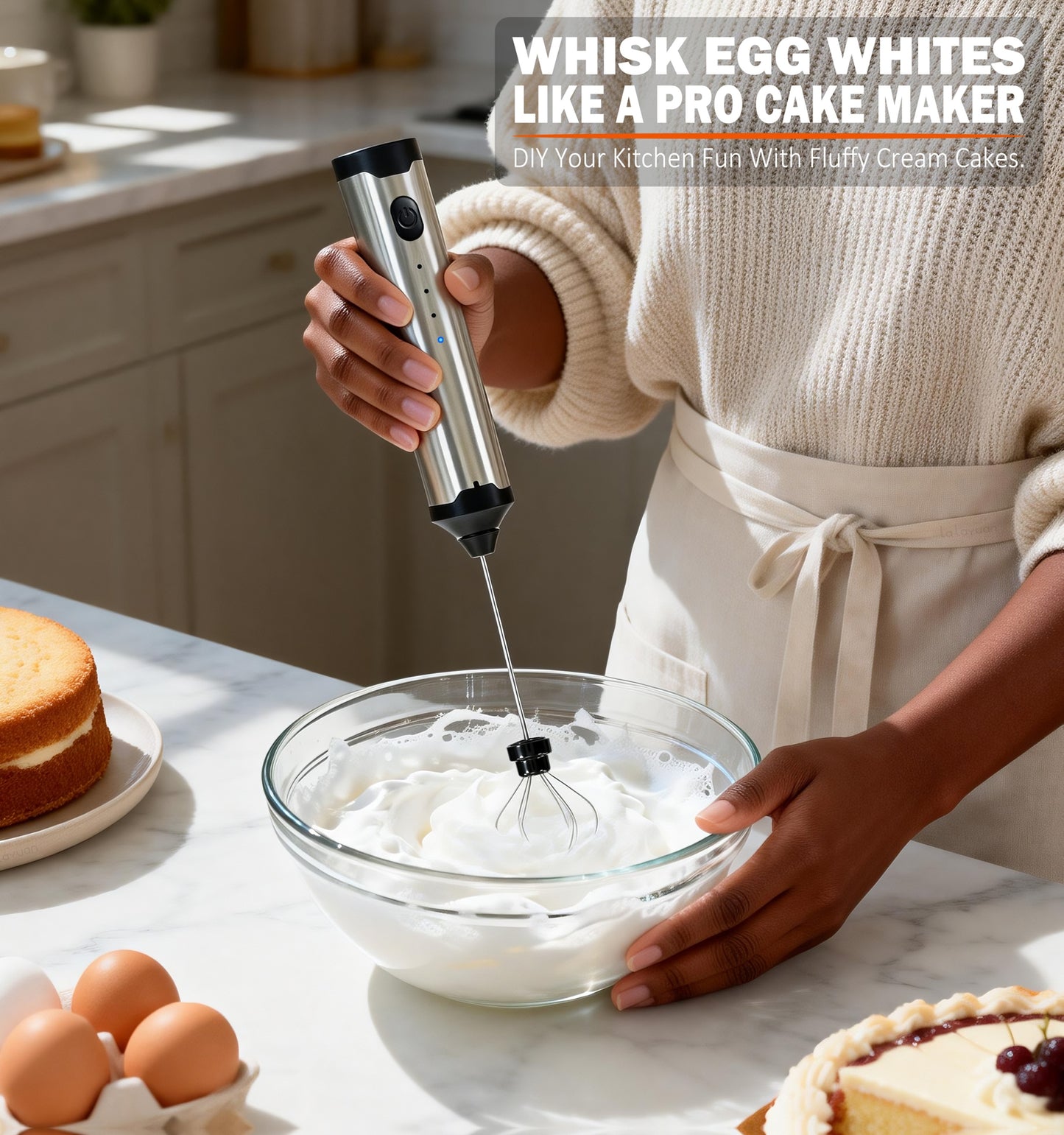3-Speed Adjustable Rechargeable Milk Frother - 304 Stainless Steel Handheld Electric Foam Maker, Large Battery USB Charging Drink Mixer, Multi-Use Milk & Egg Beater for Coffee, Latte, Matcha, Portable Whisk for Daily & Travel