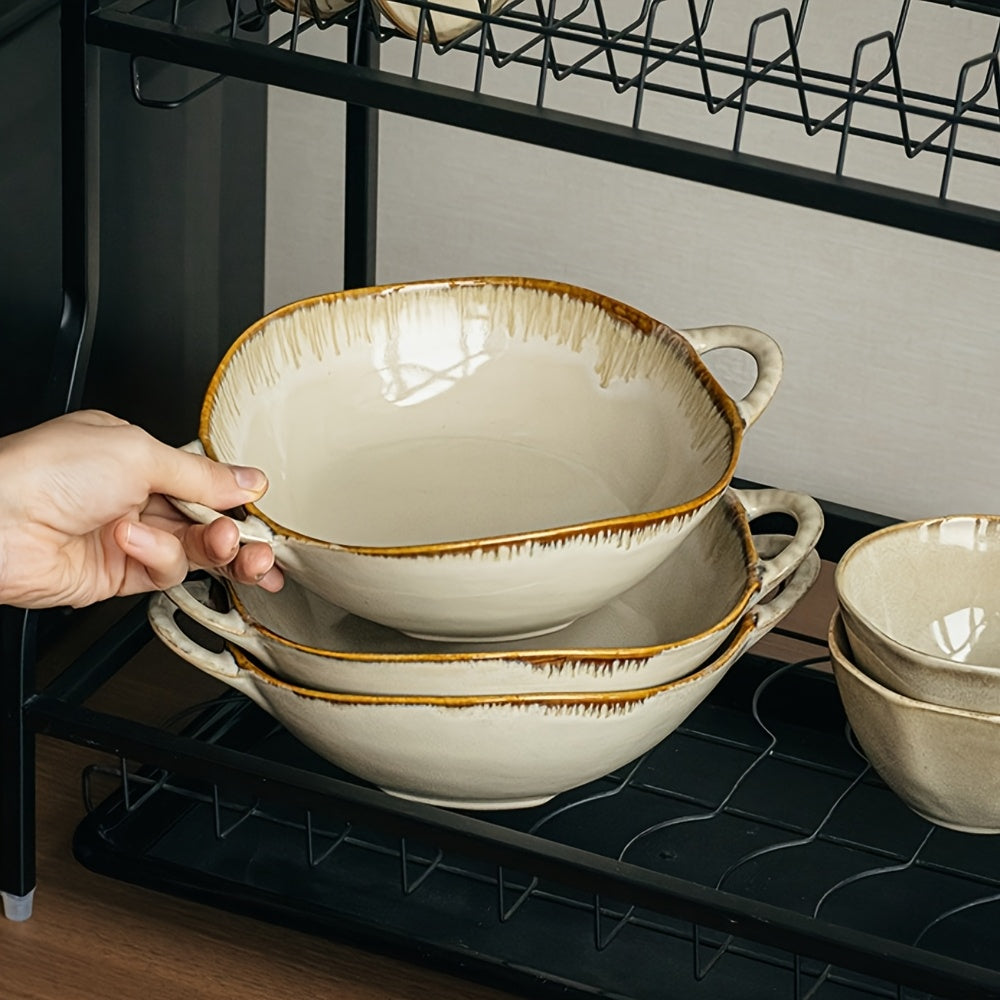 Handmade Ceramic Bowl Set (2-Pack) – Serving Bowls for Noodles, Salad & Dessert