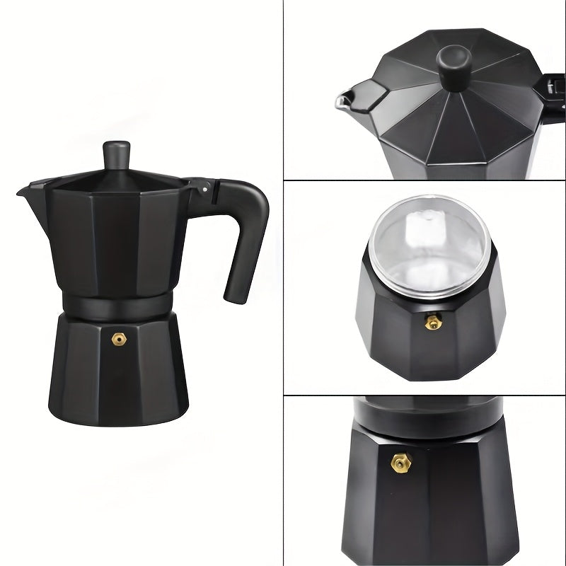 6-Cup Moka Pot Stovetop Espresso Maker with Cleaning Brush - Italian Coffee Maker for Gas/Electric/Ceramic Cooktops, Durable Cast Aluminum, Perfect for Latte, Cappuccino & Home/Camping Use