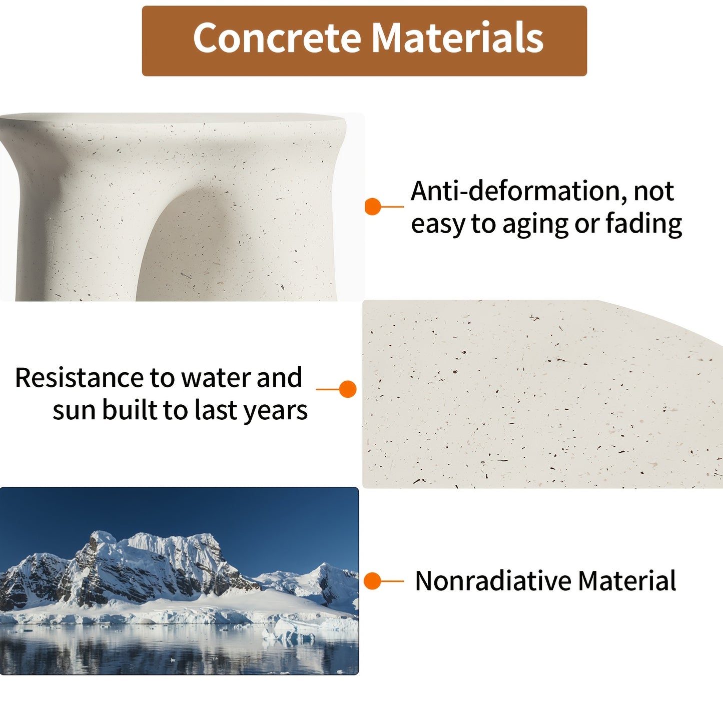 Modern Concrete Garden Stool & Side Table – Terrazzo Accent Plant Table (17.7”)