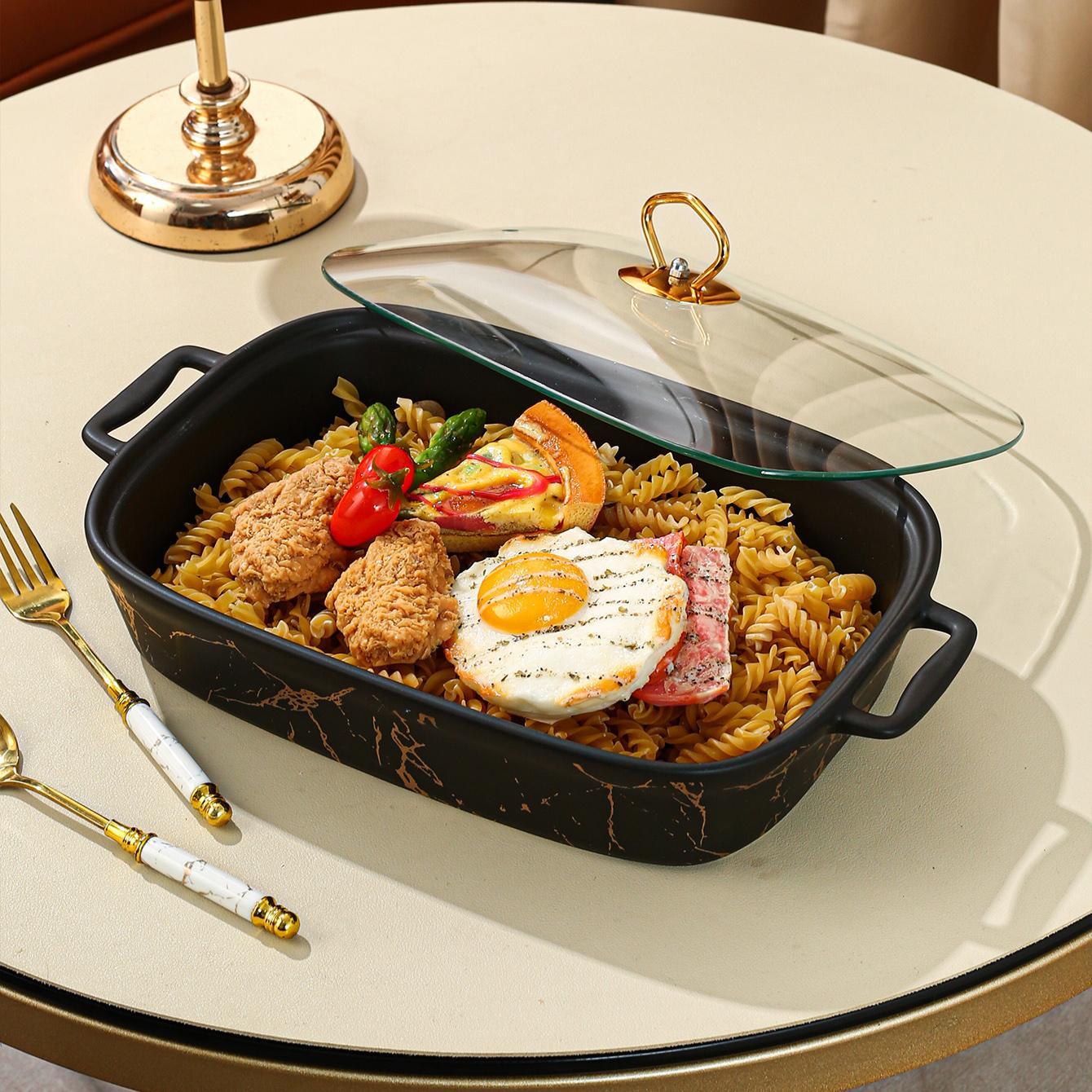 [Ceramic Cooking & Serving Set (1 Set) – Oven-to-Table Baking Pan & Serving Dish