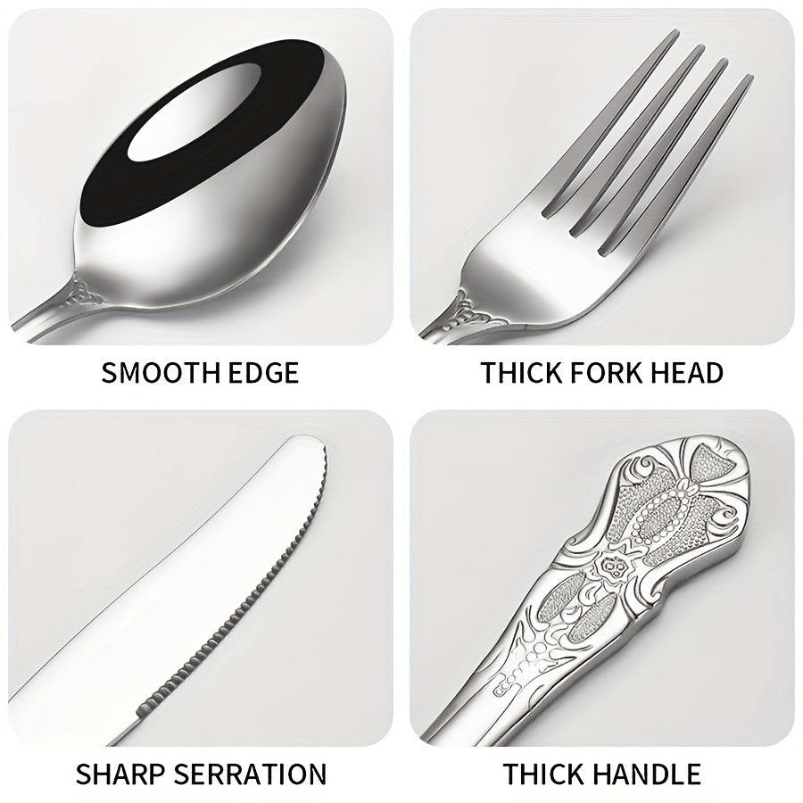 36pcs Premium Stainless Steel Cutlery Set - Shiny Finish, Dishwasher Safe Utensils for 6 - Ideal Present for Housewarming, Weddings, Christmas, Thanksgiving, And Valentine'S Day