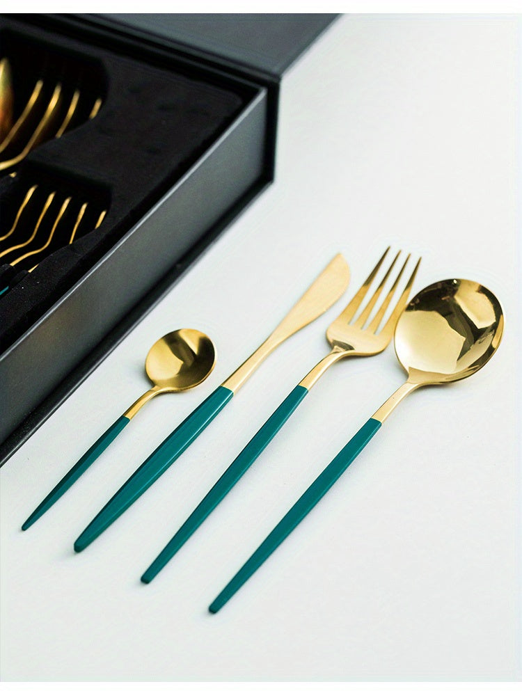 24pcs Stainless Steel Cutlery Set | KEMORELA Luxury Kitchen Cutlery Dishwasher Safe, 304 Stainless Steel