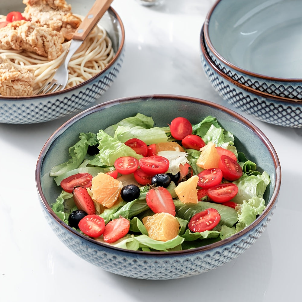 Large Pasta Bowl Set (4-Piece, 8.5", 46oz) – Ceramic Shallow Bowls, Microwave Safe