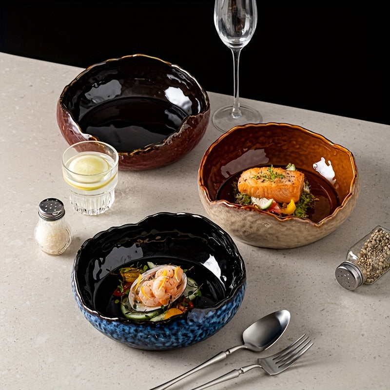 Irregular Kiln-Fired Ceramic Plate Set (2-Piece) – 8" Dinner Plate & 4" Dessert Plate