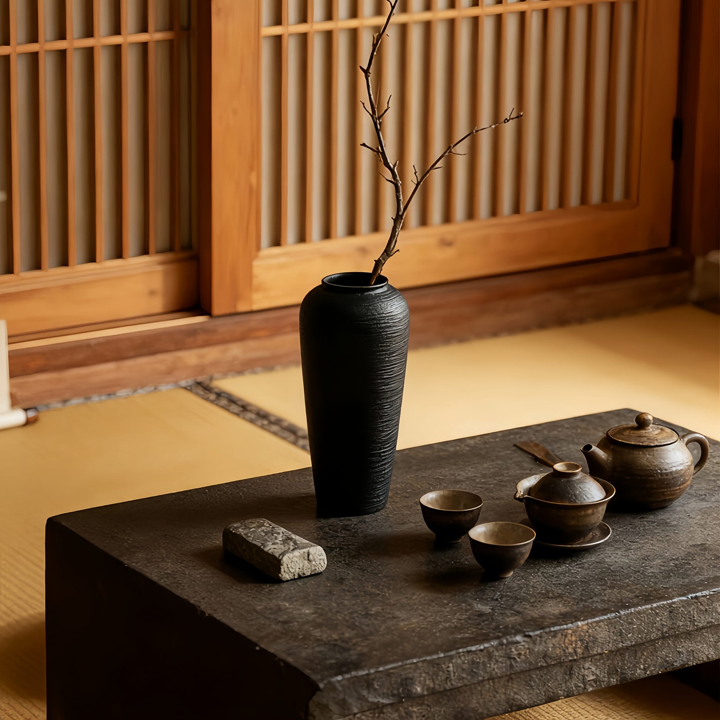 Modern Bohemian Minimalist Hard Plastic Vase - Cylindrical Ceramic-Suitable for (Compatible with) Flower Arrangements, Elegant Tall Plain Vase for Wedding, Home, Office, Decor - Durable Decorative Container