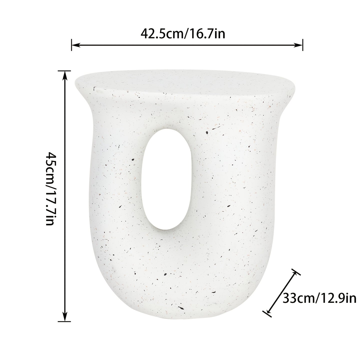 Modern Concrete Garden Stool & Side Table – Terrazzo Accent Plant Table (17.7”)